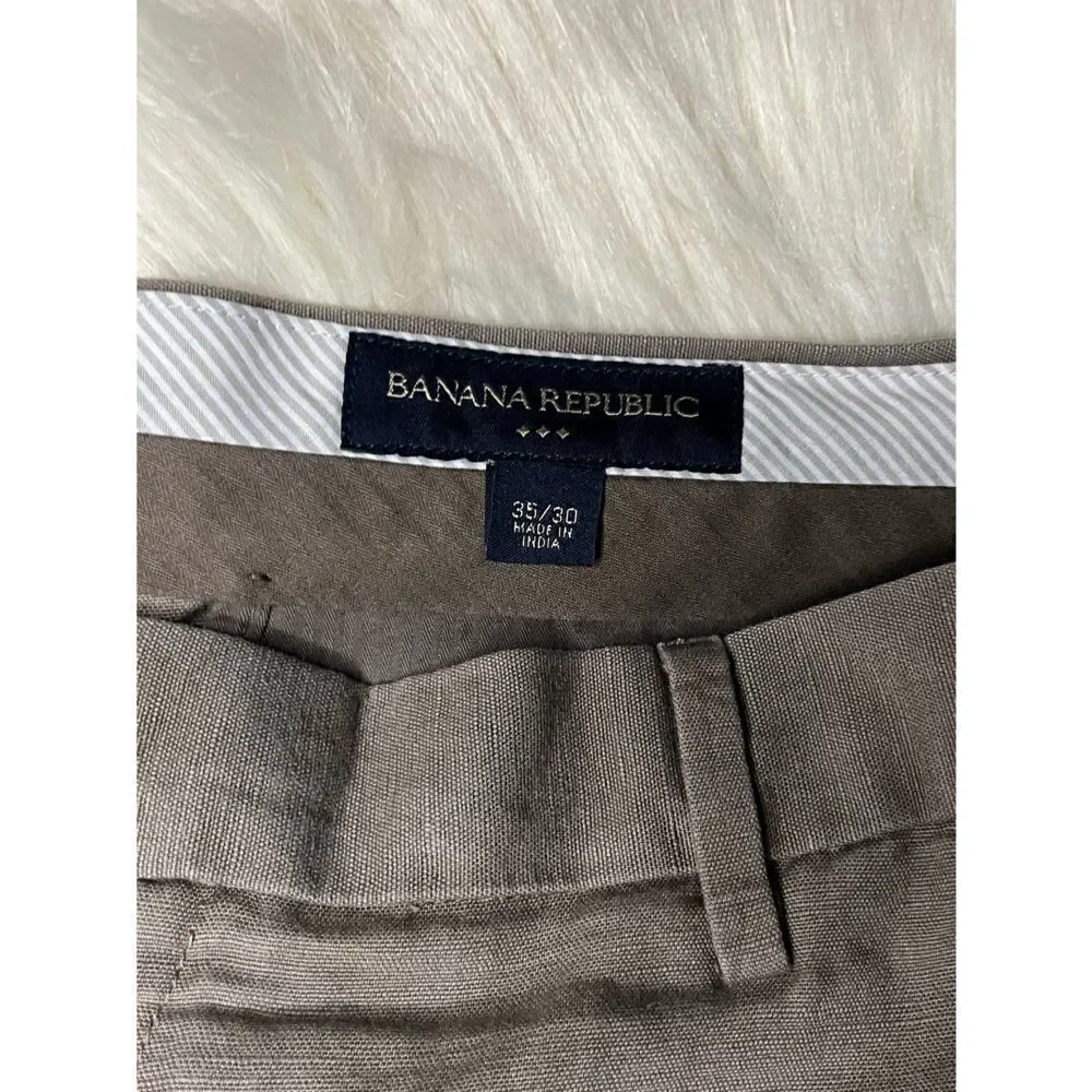 Banana Republic taupe linenFlat front dress pants sz 35X30